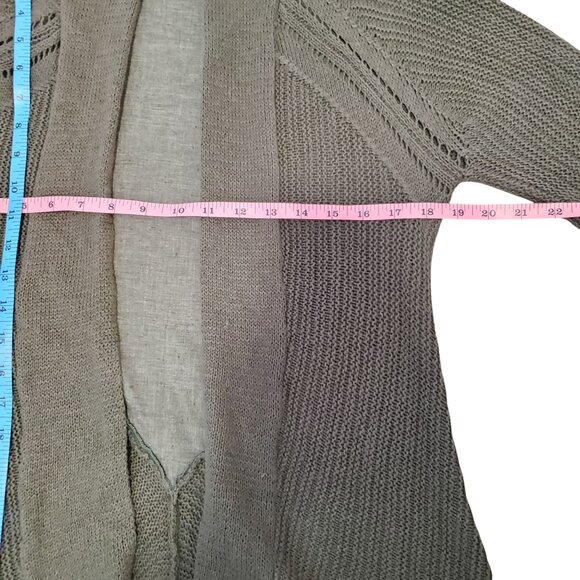 Prana Olive Green Open Front Diamond Cardigan Sweater Med Hemp/Organic Cotton - Picture 10 of 14